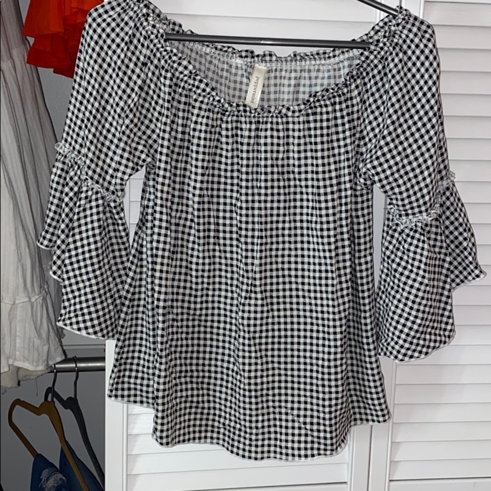 black and white plaid shirt!!